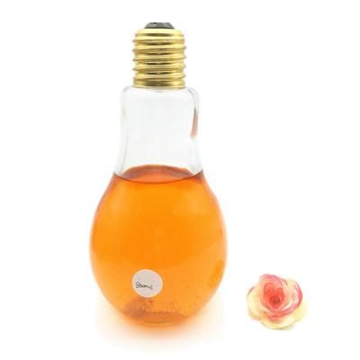 200ml 400ml Light Bulb Glass Beverage Drink Bottle with Lid