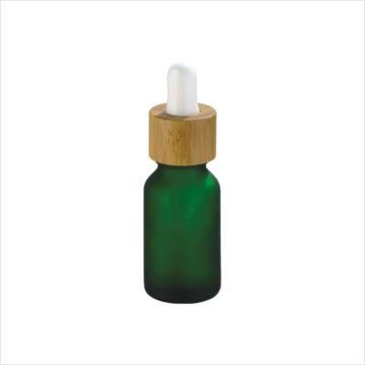 Dropper Bottle 50ml Green Glass Bamboo Screen Printing Personal Care Eye Drop Essential Oil Packaging