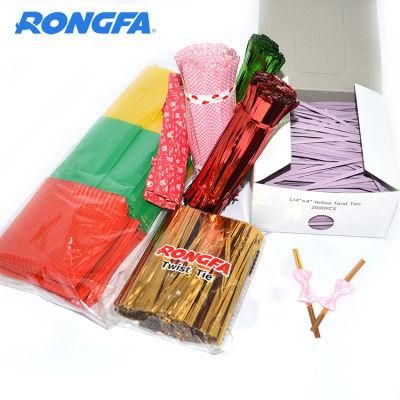 10cm Colorful Plastic Bread Flowers Metallic Twist Ties Gift Balloon Candy and Vegetable Bag Pet Twist Tie
