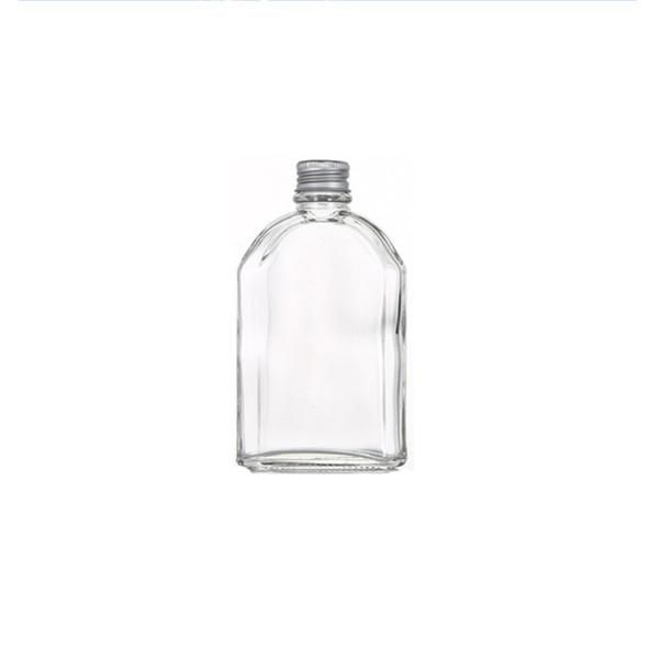 350ml Flat Square Milk Tea Beverage Water Juice Glass Bottle with Metal Cap