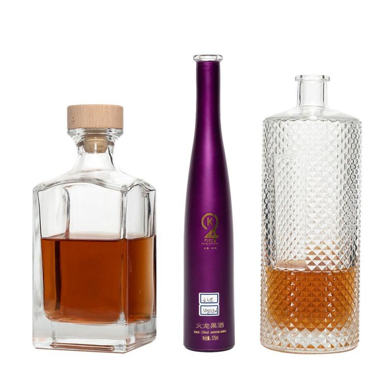 375ml Shaped Glass Bottle Crystal Clear Spirit Liquor Alcohol Bottle Vodka Bottle