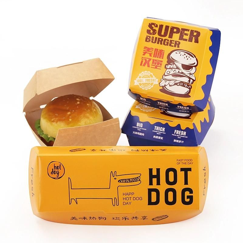 Hamburger Box Take Away Kraft Emballage Custom Size and Logo Printing Box