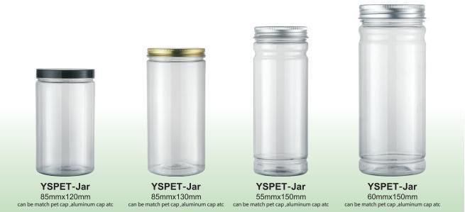 China Plastic PP Pet Aluminum Cap Customizable Transparent Packaging Bottle Jars for Water Juice Food Candies Perfume Oil