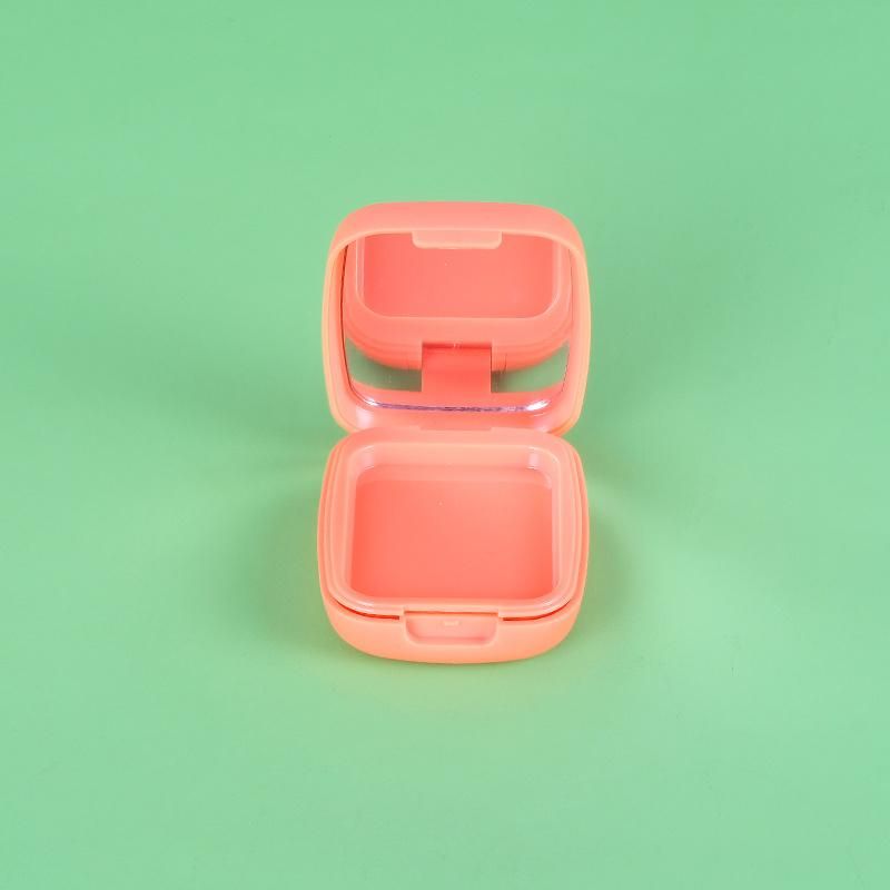 New Design Orange Color Double Layers Compact Powder Case Foundation Case Eyebrow Case with Mirror