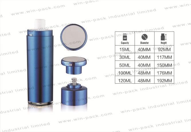 Dark-Blue Lotion and Plastic Airless Bottle Containers for Cosmetic Packaging