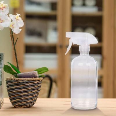 500ml 16oz Boston Round Clear Hand Wash Cleaning Trigger Glass Spray Bottle with Trigger Sprayer