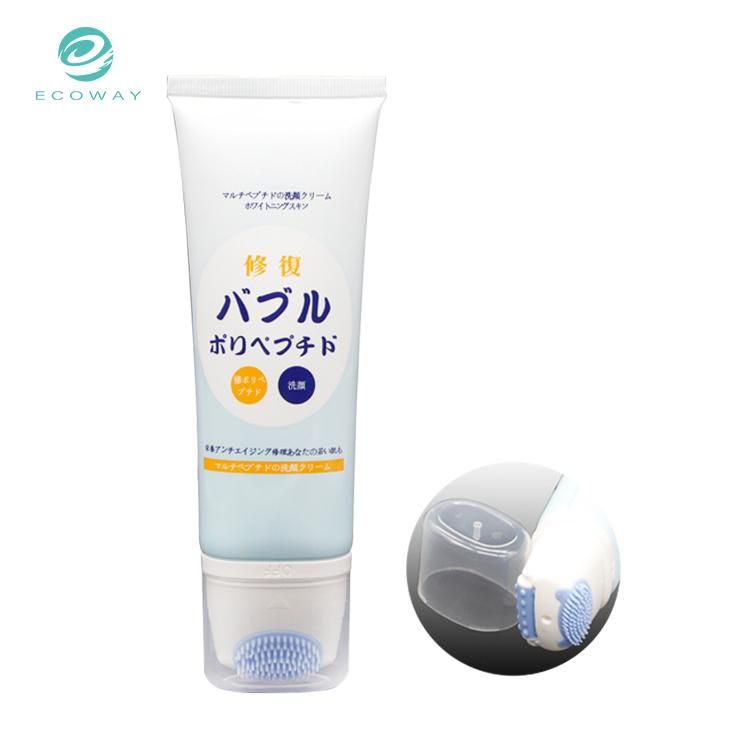 120ml Offset Printing Clear Face Cleanser Cosmetic Tube with Silicone Brush and Roller Massage