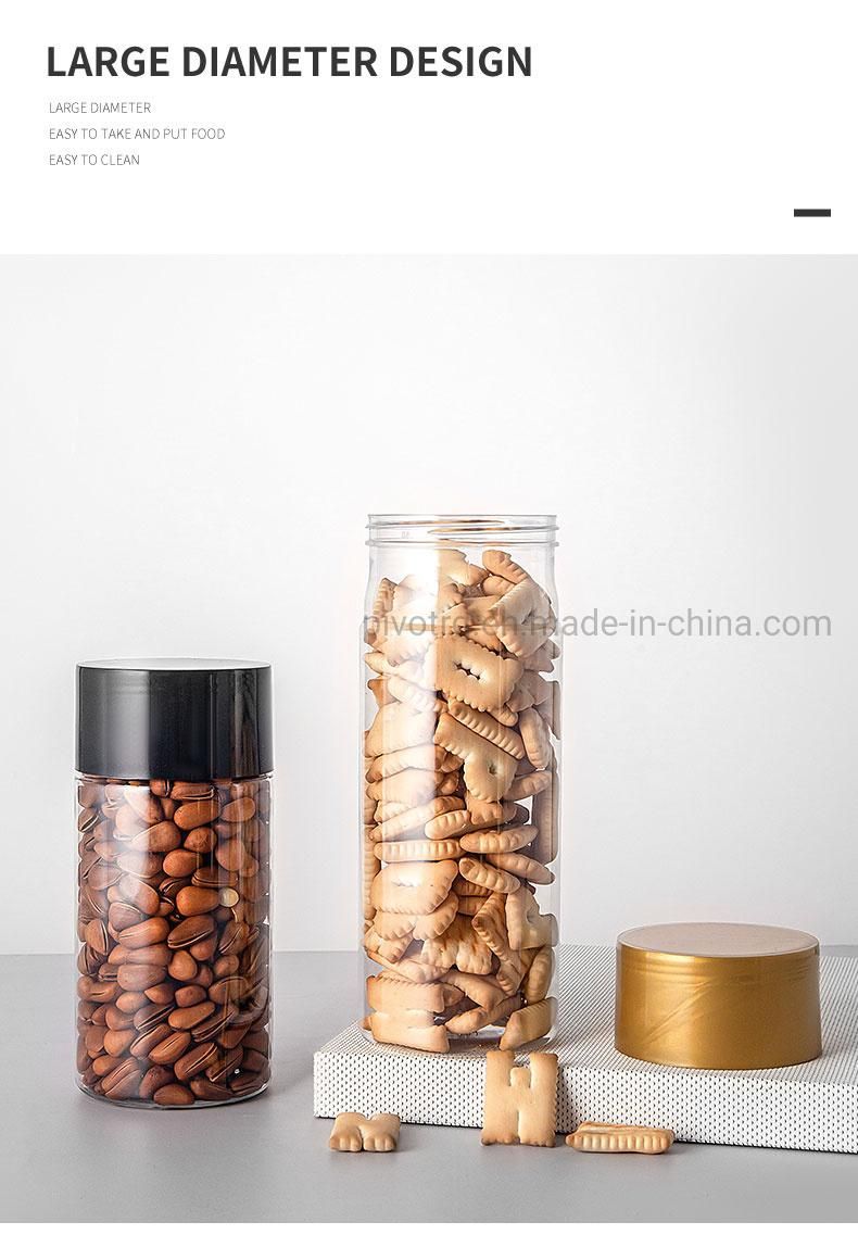 400ml 500ml 608ml Round Pet Plastic Bottles for Nuts Snacks Candy Food Packages