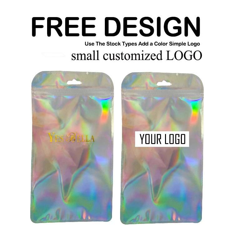 Clear Zipper Plastic Pouch Laser Holographic Ziplock Bag