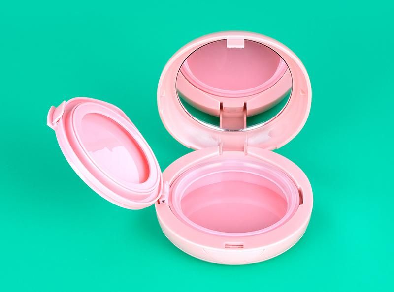 New Design Elegant Cute Pink Round Empty Plastic Case Air Cushion Powder Case for Makeup Case