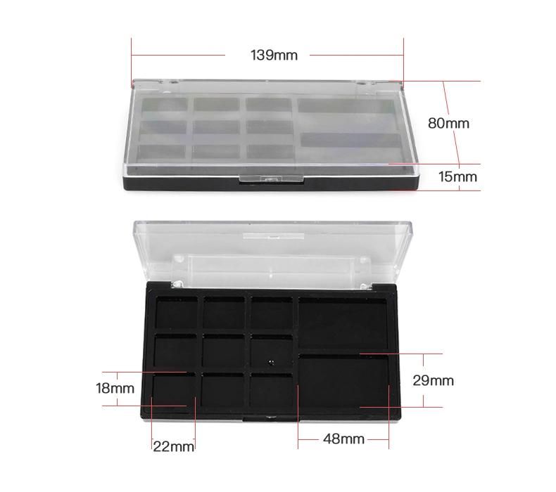 Manufacturer Free Sample 11 Hole Cosmetic Packaging Empty Eye Shadow Palette Private Label Makeup Case