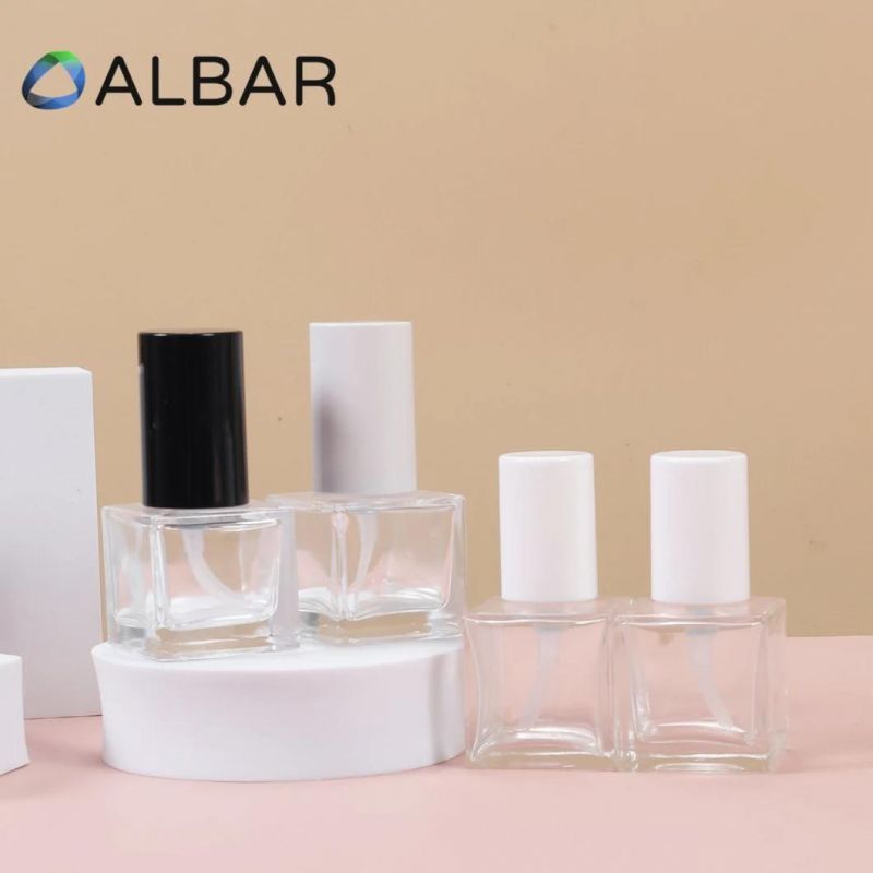 Black and White Pump Cosmetics Clear Glass Bottles with Customized Sprayer Pumps