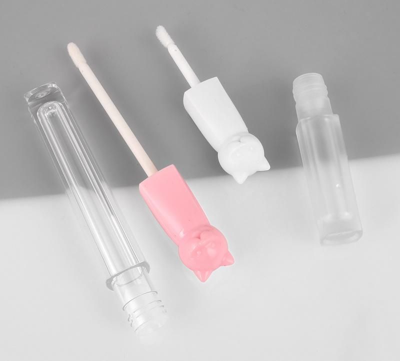 Popular Unique Pink White Lip Gloss Wand Tubes Cute Cat Shaped Empty Lipgloss Tube Packaging Private Label