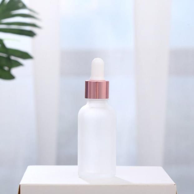 Frosted Glass Serum Dropper Bottle with Rose Gold Cap 5ml 10ml 15ml 20ml 30ml 50ml 100ml