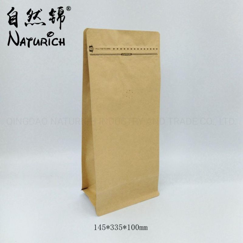 Kraft Paper Coffee Bag with Valve Food Packaging Zipper Pouches