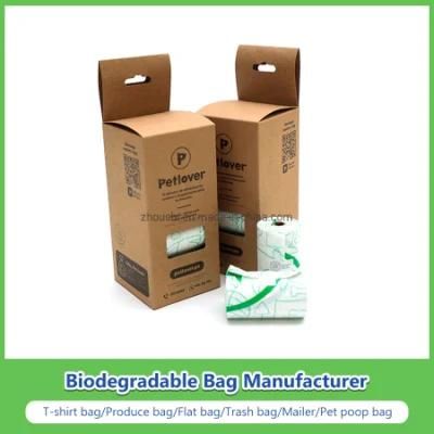 Biodegradable and Compostable Dog Waste Bags with Custom Logo and Box