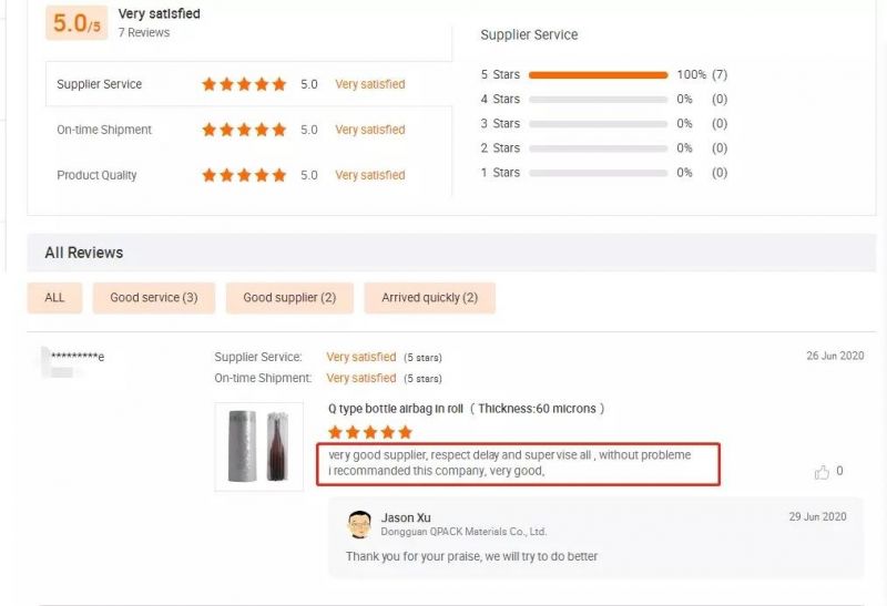 Double Bag Style Inflatable Co-Extrusion Film Wine Bottle Air Column Bag Shockproof Cushion Protective Packaging