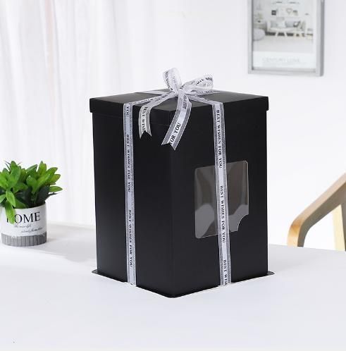 Three-in-One Baking Wedding Party Birthday Tall Cake Clear Window Paper Box Transparent PVC PP Pet Plastic Gift Packaging Cupcake Shaped Box Wholesale Custom