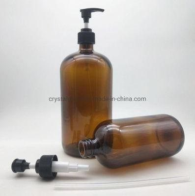 Boston Round Clear Amber Glass Bottle with Alu Lid or Pump