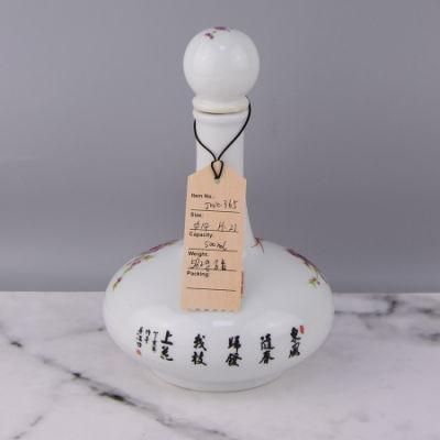 Decal Printing Ceramic Brandy Bottle 500ml Empty Liquor Brandy Bottle