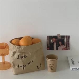 Korean Ins Style Letter Kraft Paper Bag Home Storage Artifact Fruit Snack Storage Bag Posing Props