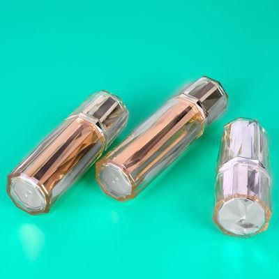 High-Grade 30ml 50ml 100ml Empty Plastic Diamond Shape Double Wall Shiny Luxury Cosmetic Lotion Bottle for Cosmetic Packaging