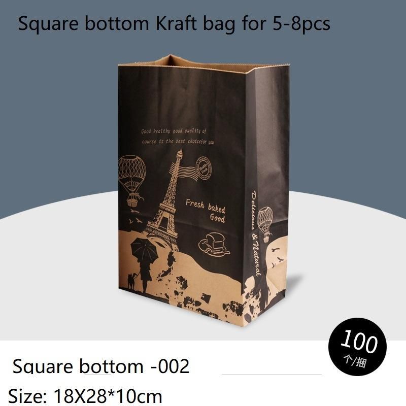 Square Bottom Paper Bag Bread Packing Bag Food Packaging Bag