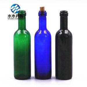 50ml Long Neck Cork Sealing Colored Green Amber Blue Alcohol Drinking Bottle Wine Glass Bottle