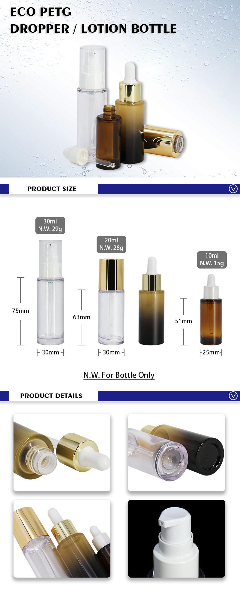 Custom Made Empty 10 Ml 20 Ml 30 Ml Eco PETG Plastic Lotion Pump Bottle