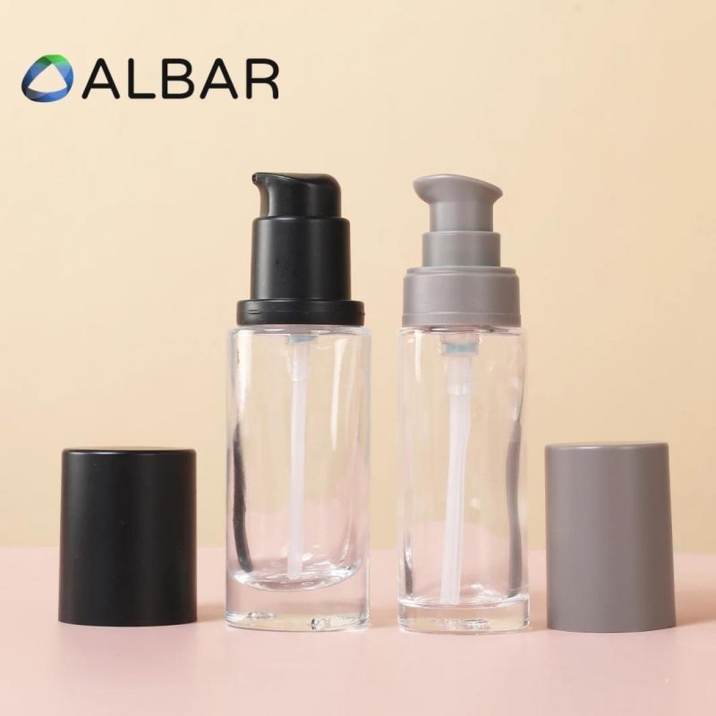 Airless Cosmetic Glass Bottles in Round Attar for Serum Liquid Foundation