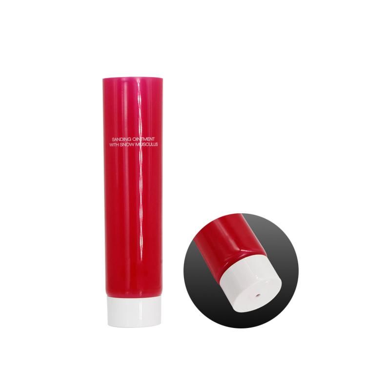 100g Colored Red Tube White Screw Cap Rotating Liquid Custom Text White Silk Screen Tube