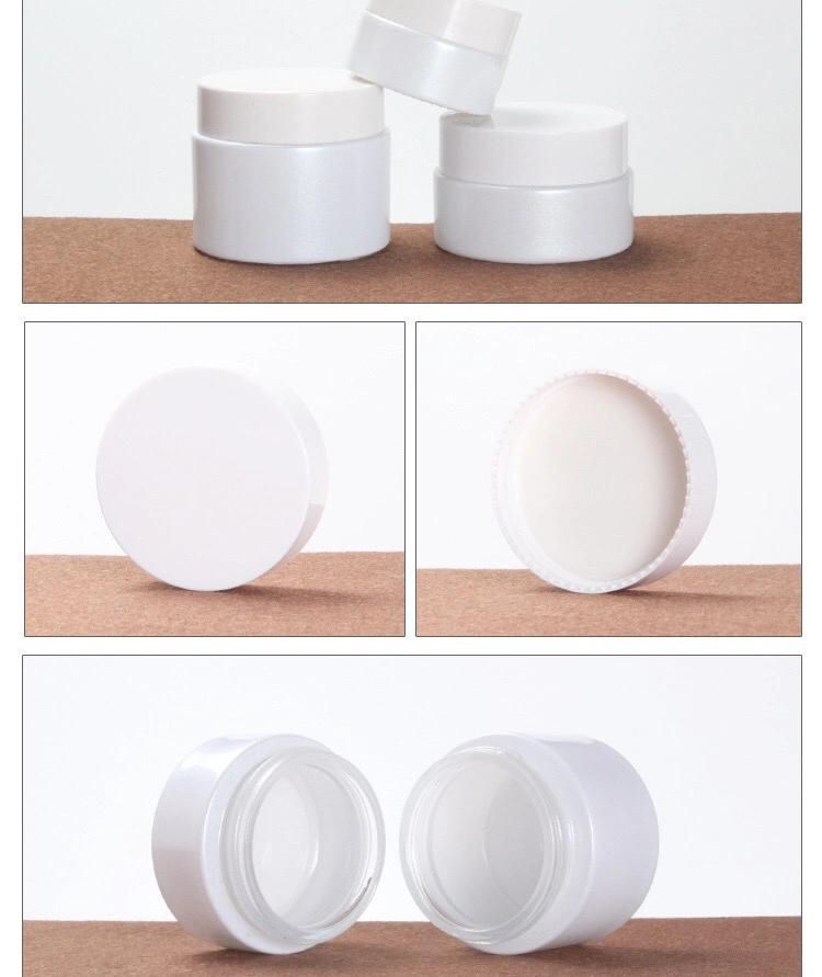 Glass Cream Jar in White Color with White Caps 20g 50g