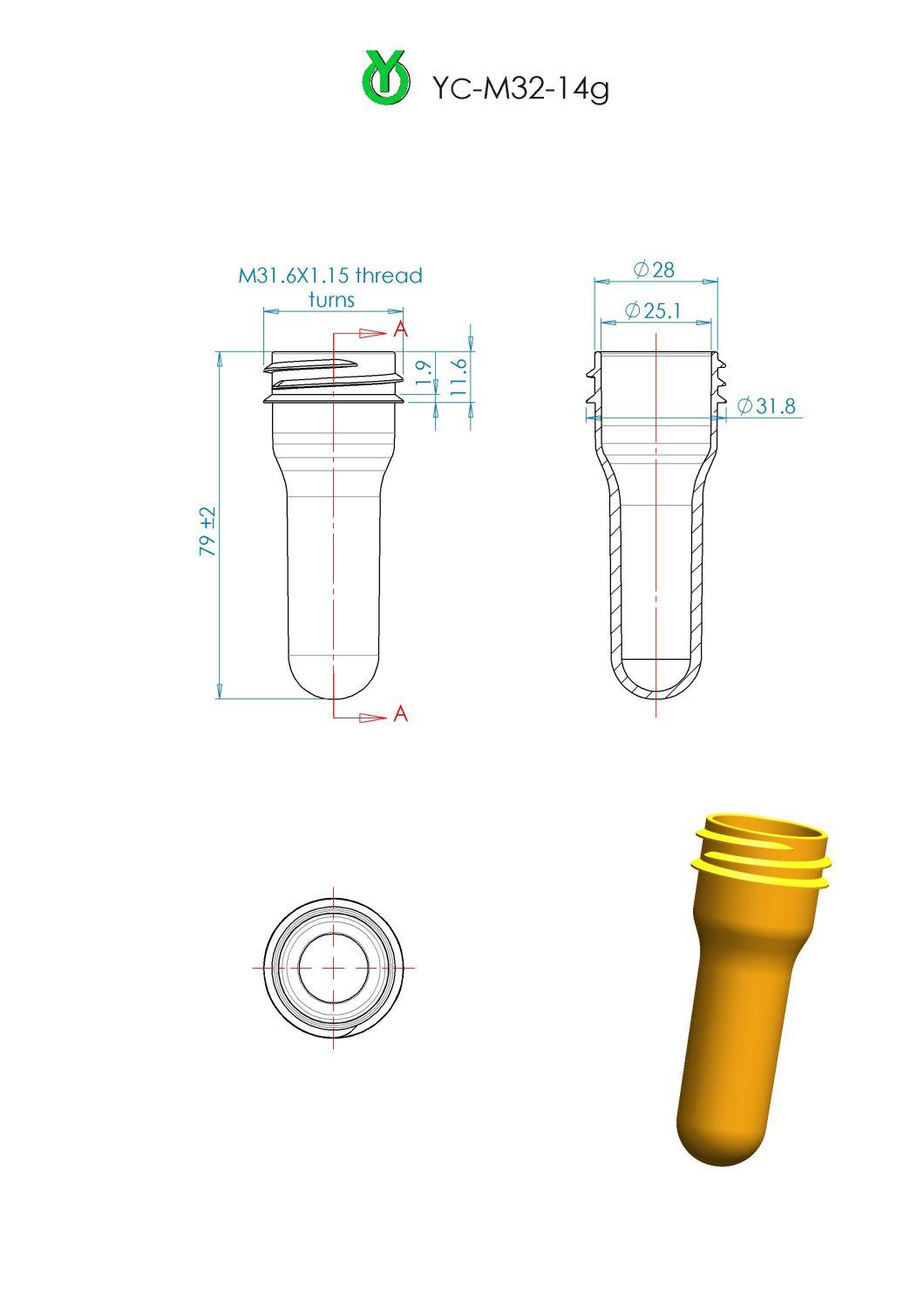 32mm 14G Pet Preform for Cosmetic Bottle Made in China