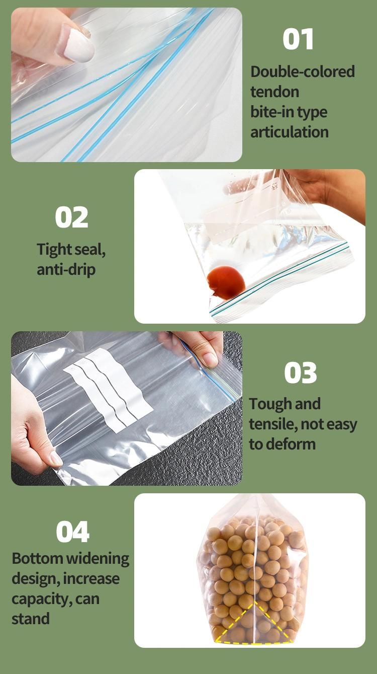 Leakproof Freeer Bags/ Ziplock Bag/Double Zipper 2mil Thickness Freezer Bags