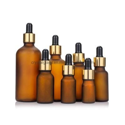 30ml 50ml 100ml Amber Essential Oil New Reagent Pipette Bottle with Golden Caps