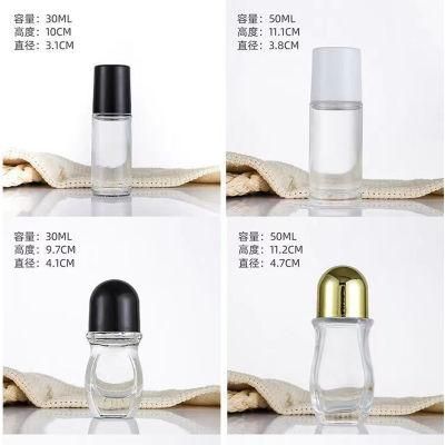 30ml 50ml Empty Clear Round Glass Roll on Bottle for Perfume Essential Oil with Ball