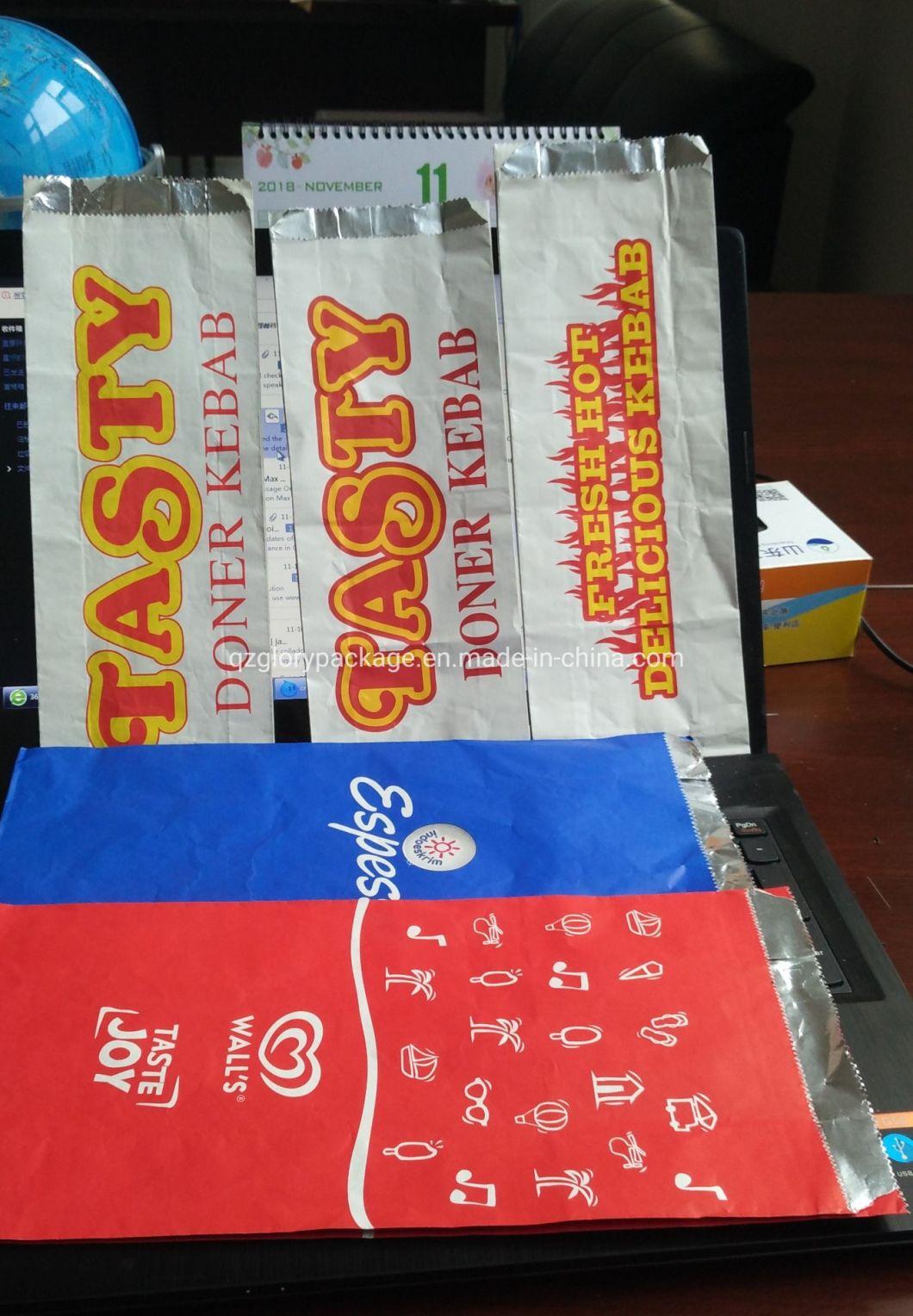 Aluminum Foil Lined Paper Bag for Chicken Kebab Packaging Hot Food