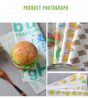 Printed Greaseproof Paper, High Quality Food Grade Greaseproof Paper Raw Material, Burger Wrapping Paper in Roll