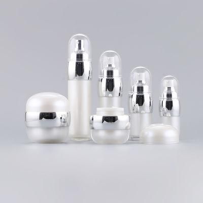 20ml 30ml 80ml 100ml 20g 50g Glossy Silver Airless Cream Jar Lotion Bottle for Cosmetics Sets