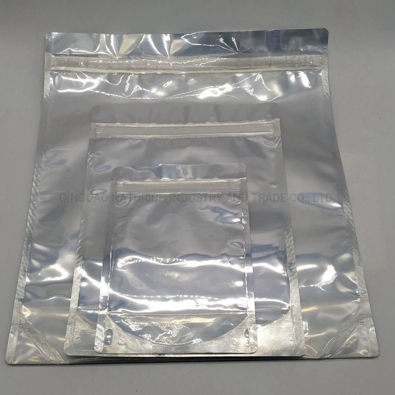 Manufacture One Side Transparent Other Side Aluminum Foil Bag for Pistachio/Nut/ Cookies/Dried Food Packaging Bag with Magic Zipper