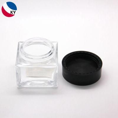 Thick Cosmetics Skincare Black Cap 100ml Cosmetic Square Glass Jars