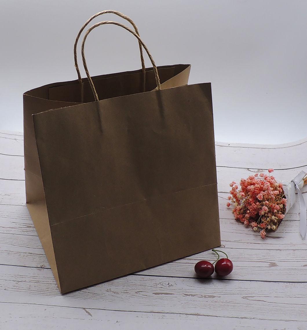 Food Take Away Brown Kraft Paper Bag with Handle