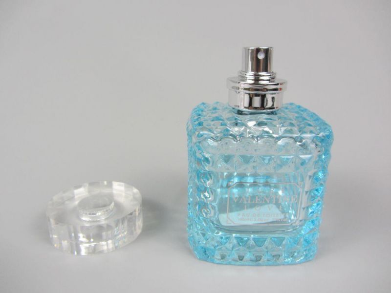 Empty Blue Color 100ml Crystal Perfume Bottles