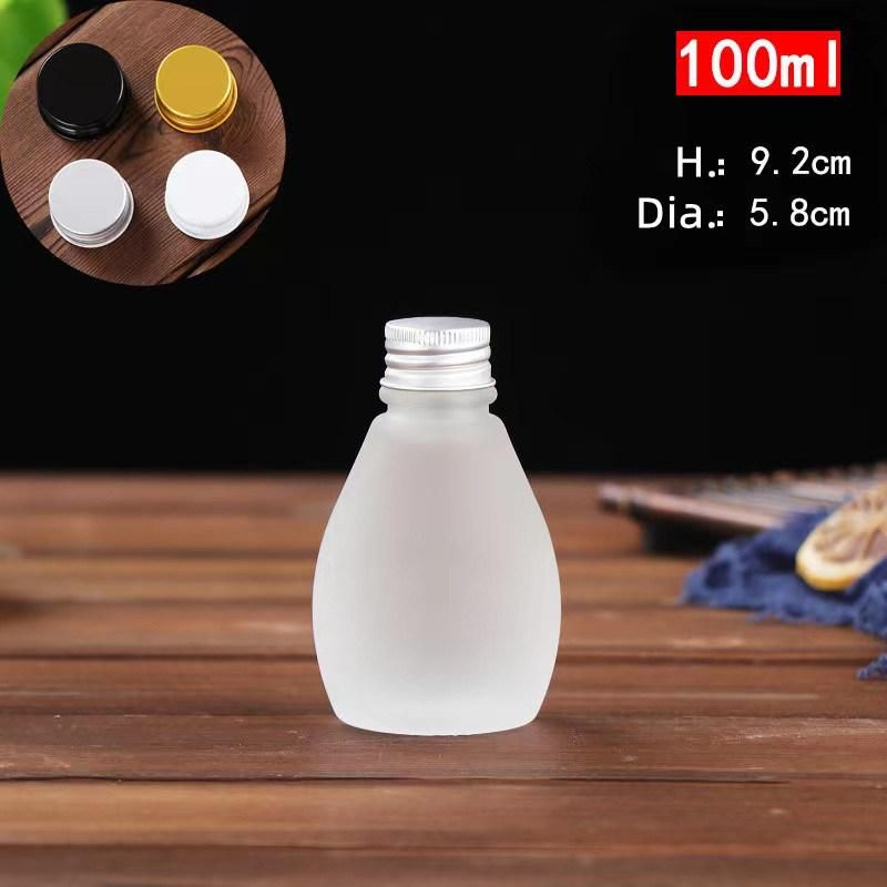 Drip Shape Spirit Liqour 100ml 280ml 350ml 500ml Glass Juice Wine Bottle for Beverage with Aluminim Screw Cap