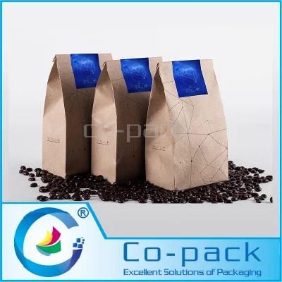 Kraft Paper Bottom Gusset Bag for Ground Coffee Packaging