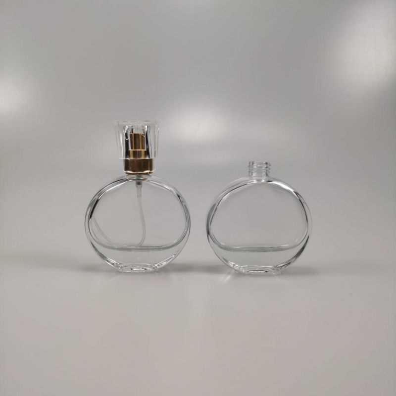 Bulk Wholesale 25ml 30ml 50ml 100ml Empty Flint Glass Flat Refillable Perfume Bottle with Spray Atomizer