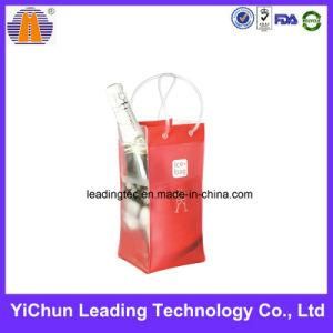 Plastic Customized Printed Stand up Wine Cooler Handle PVC Bag