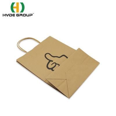 Logo Print Kraft Paper Tote Bags for Delivery Food