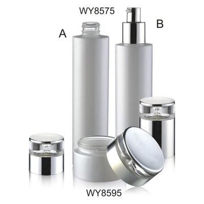 40ml 60ml 100ml 120ml White Cylinder Glass Cream Lotion Pump Bottle