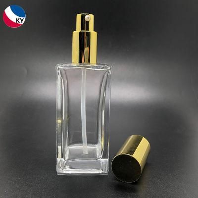 100ml Clear Frosted Square Glass White Pump Spray Perfume Bottle